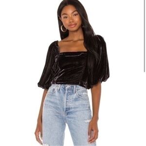 Free People Marie Velvet Open Back in Black